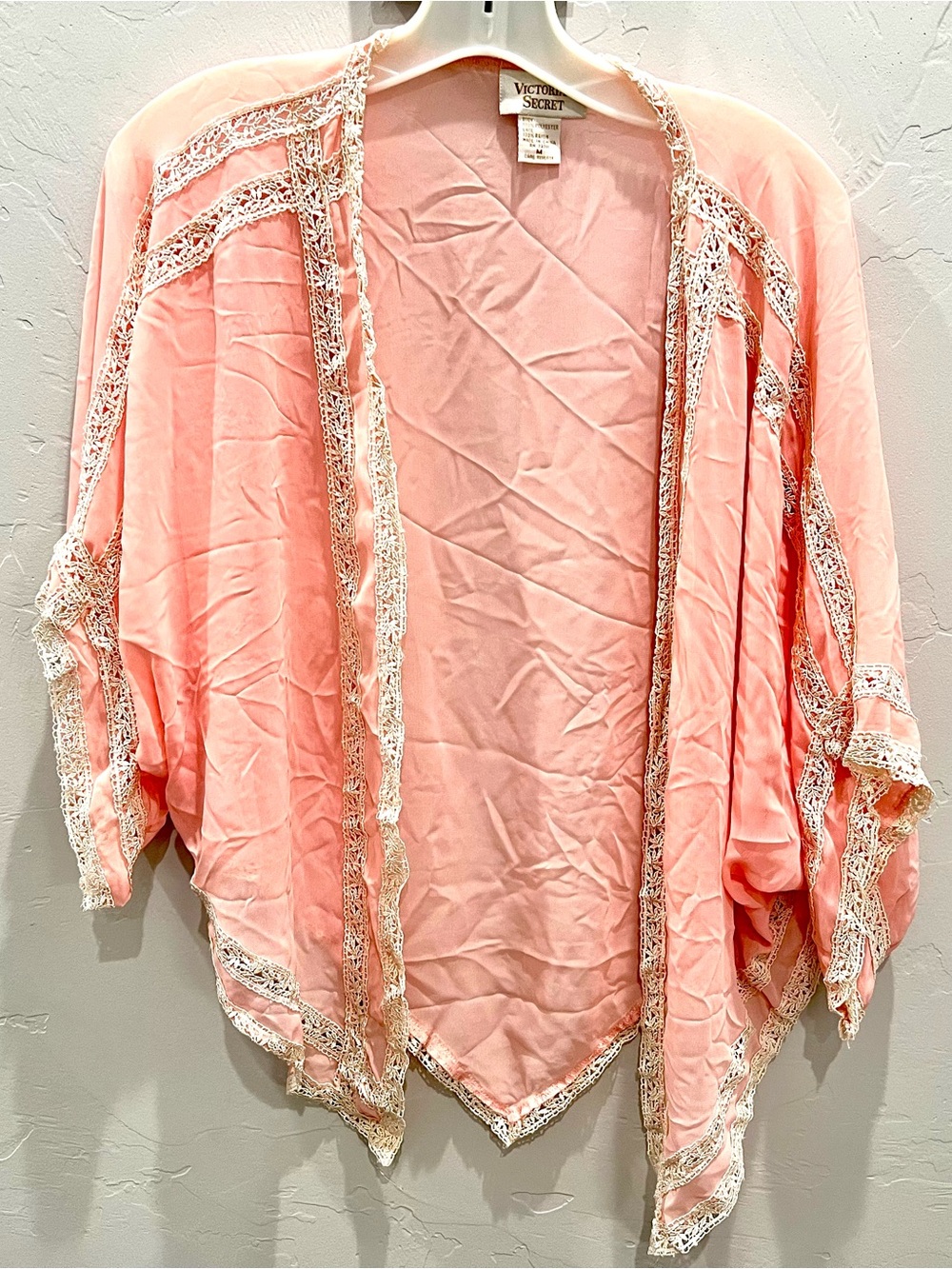 Victoria's Secret Peach Lace-Trim Kimono Vintage